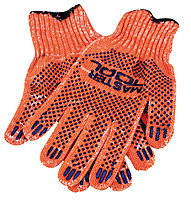Перчатки трикотажные "Ладони" с тотечным ПВХ покрытием, оранжевый